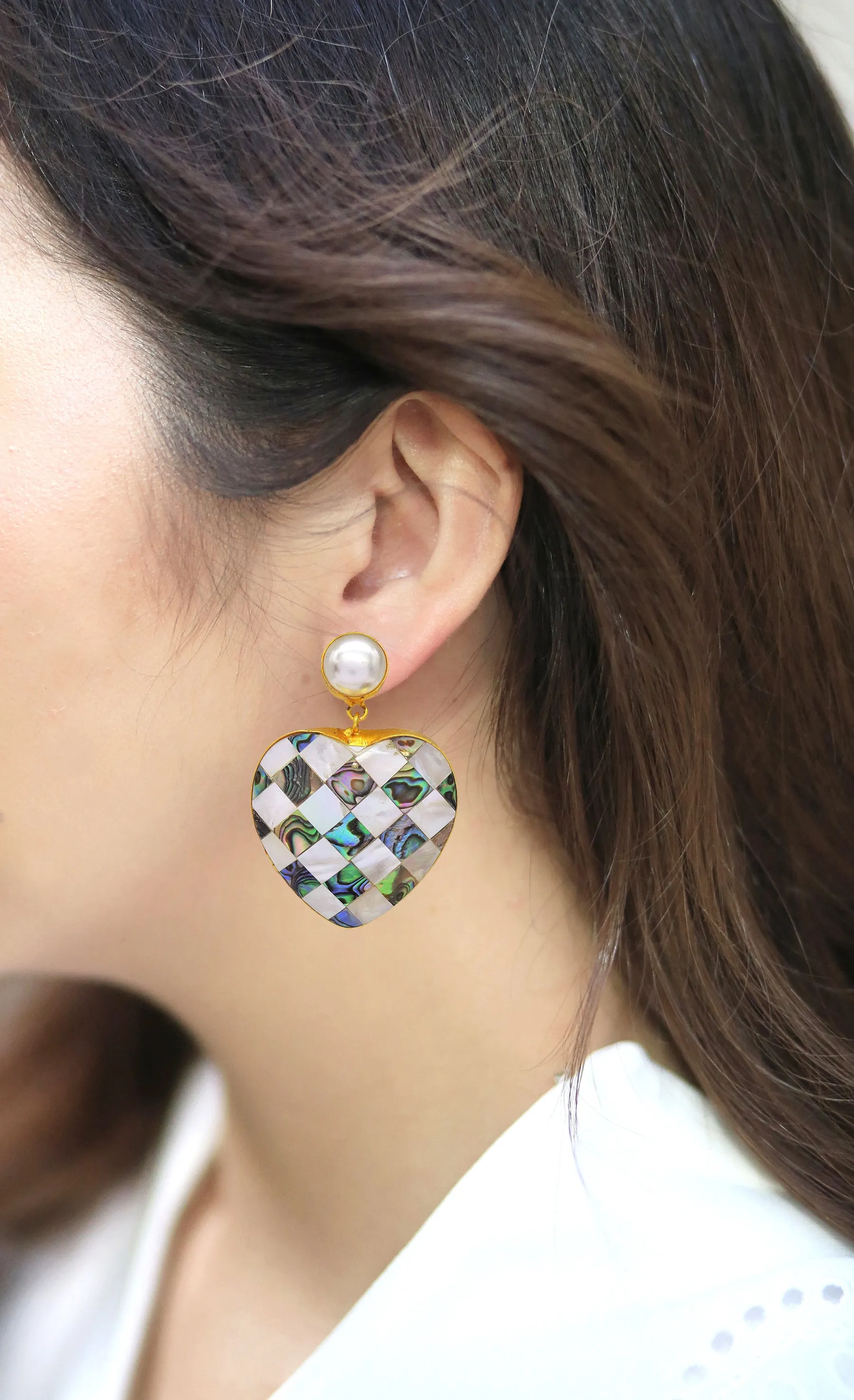 Heart Checkered Earrings