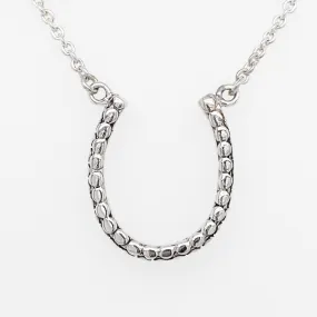 Horse Shoe Necklace, Sterling Silver and Gold Vermeil, Horse Shoe Pendant, Textured, Good Luck