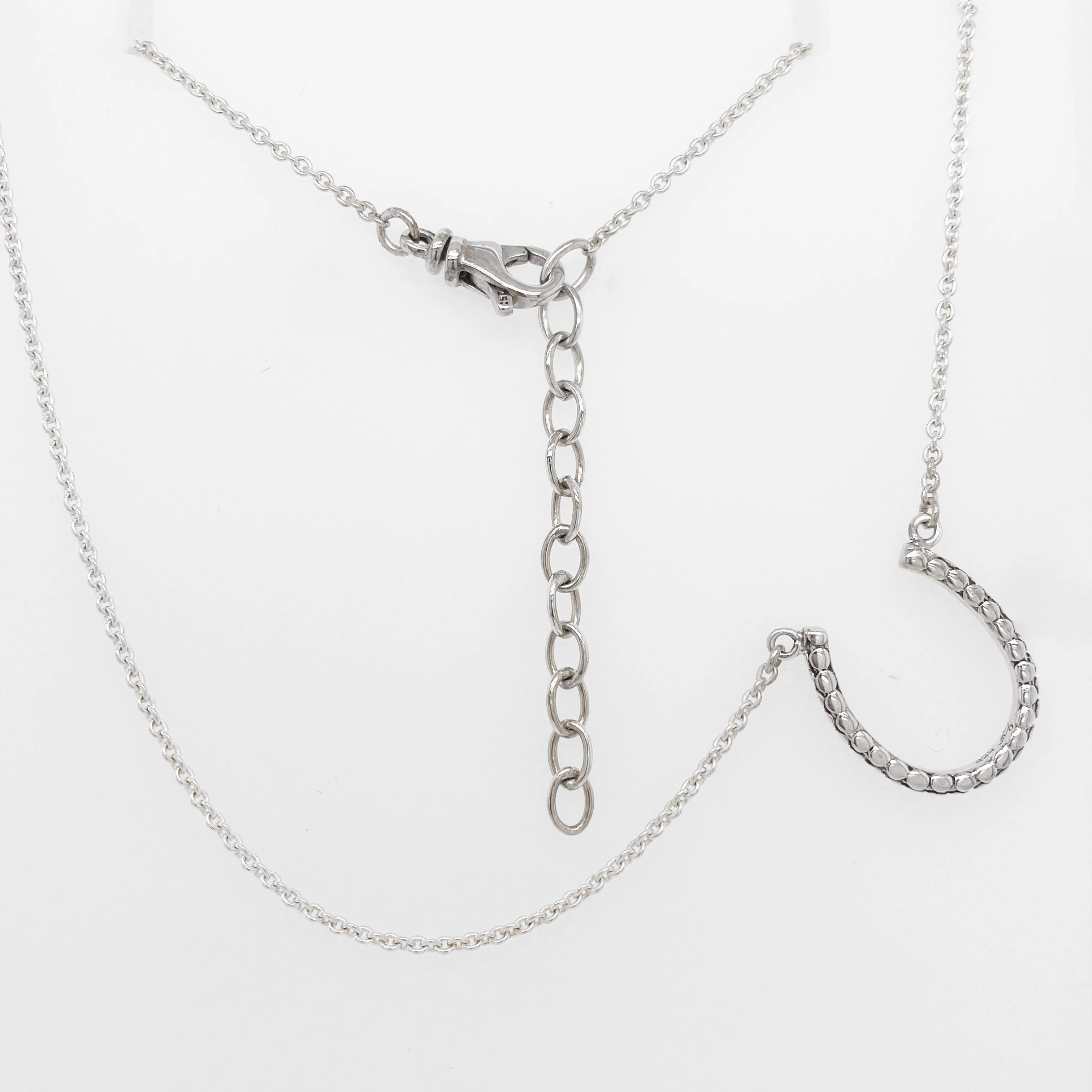 Horse Shoe Necklace, Sterling Silver and Gold Vermeil, Horse Shoe Pendant, Textured, Good Luck