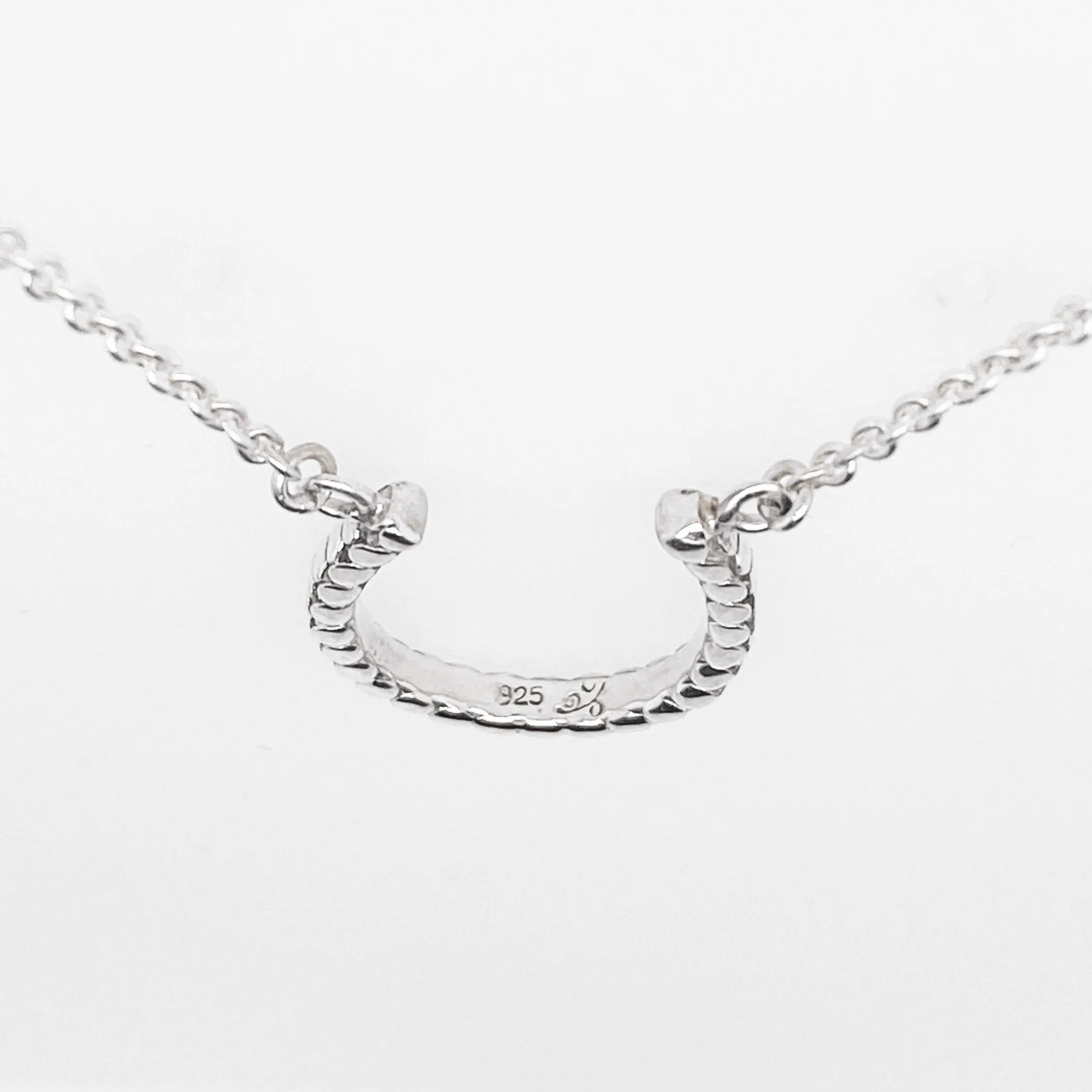 Horse Shoe Necklace, Sterling Silver and Gold Vermeil, Horse Shoe Pendant, Textured, Good Luck