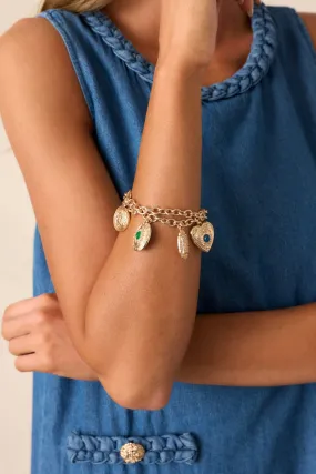 In My Mind Gold Textured Charm Bracelet