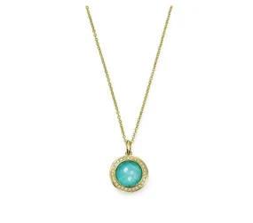 Ippolita 18k Yellow Gold Small Diamond and Turquoise Pendant Necklace