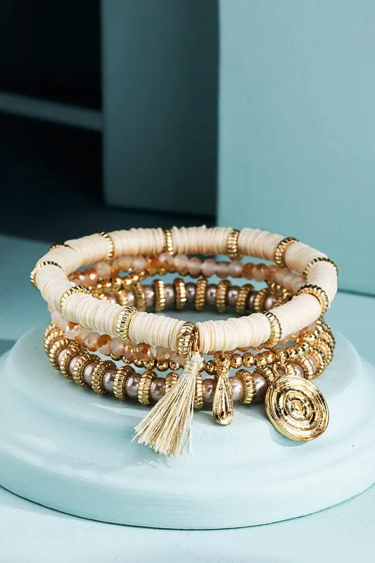 Ivory 4 Set Layered Beaded Bracelet - ALL SALES FINAL
