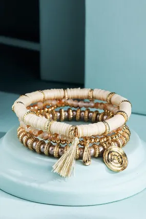 Ivory 4 Set Layered Beaded Bracelet - ALL SALES FINAL