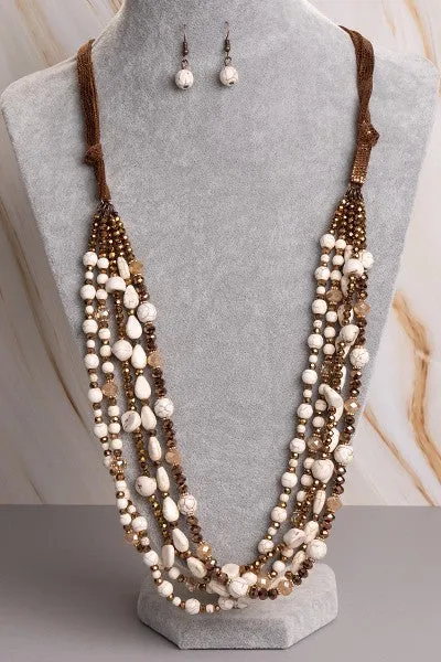 Ivory Turquoise Layered Necklace Set