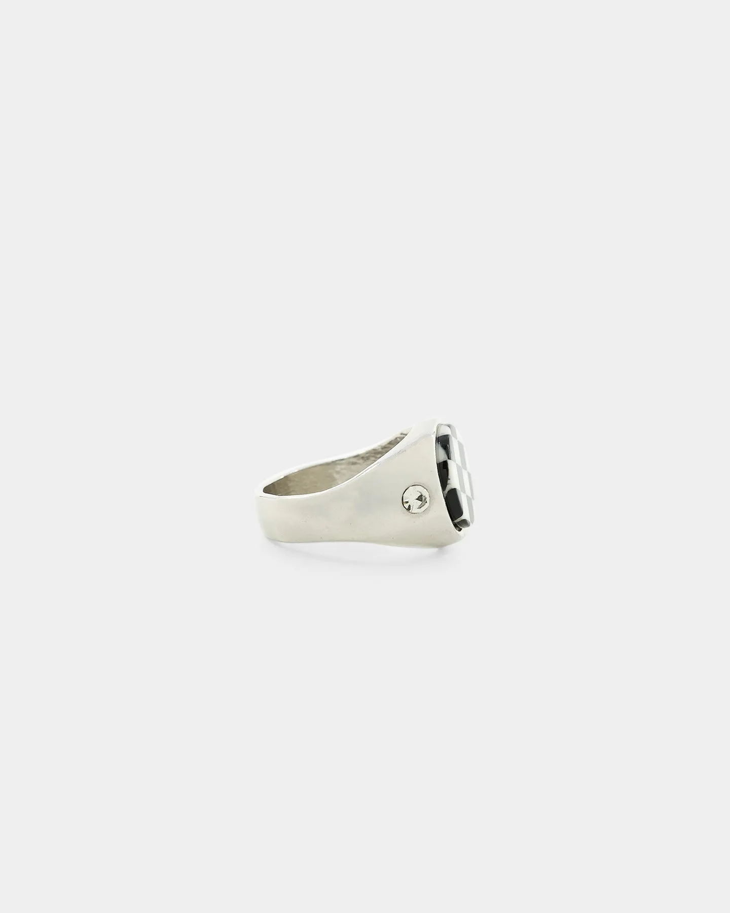 Loiter Checkerboard Signet Ring Silver/Black/White