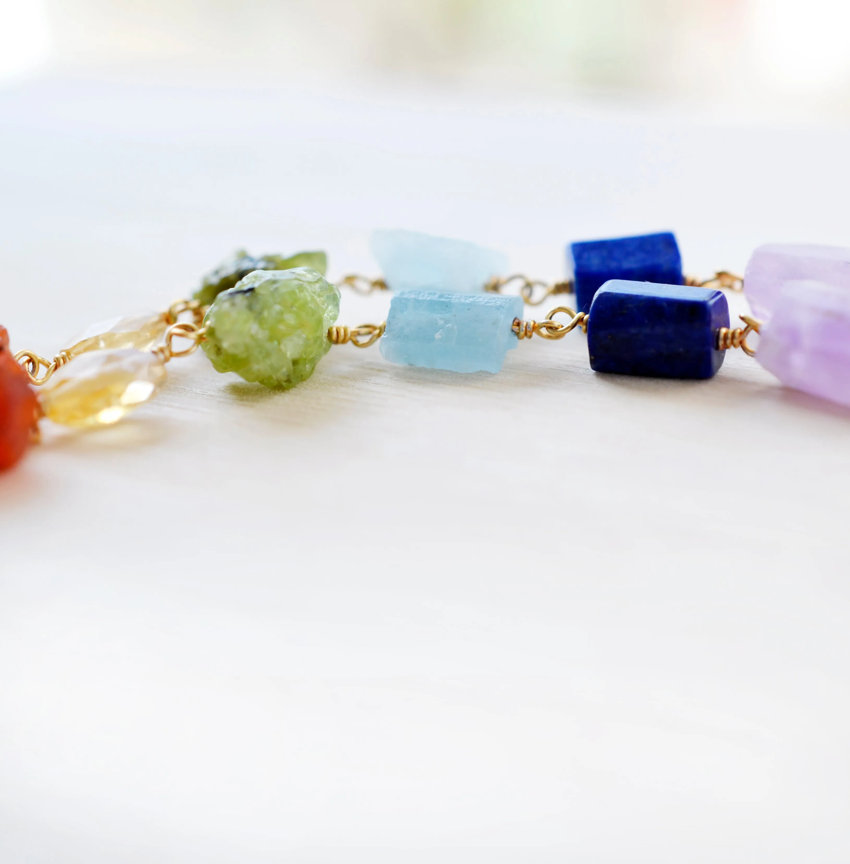 Long Chakra Crystal Earrings in Gold or Silver