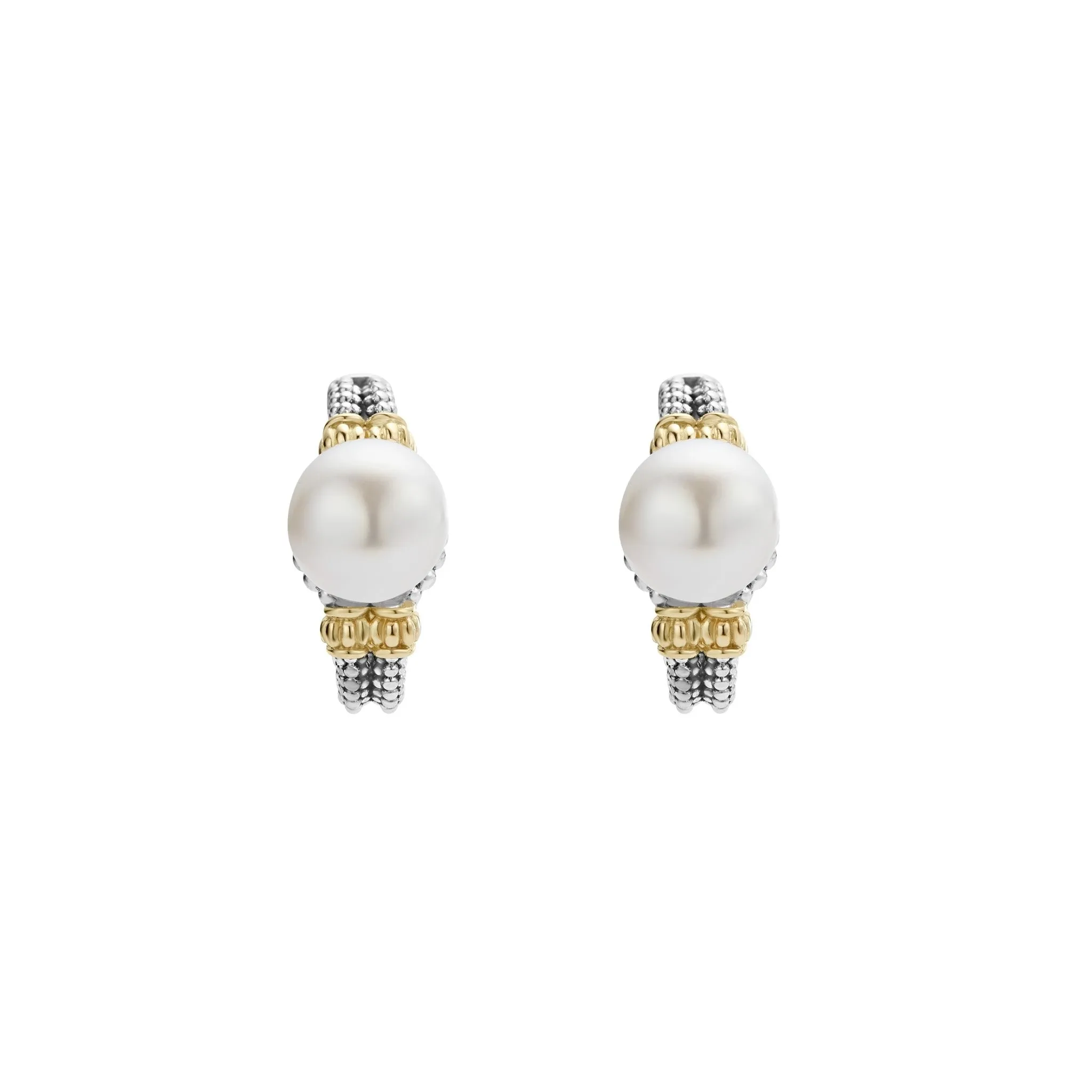 Luna Two-Tone Pearl Huggie Earrings