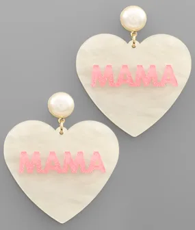 Mama Earrings - White Hearts