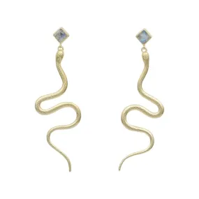 Medusa Gold Rainbow Moonstone Earrings