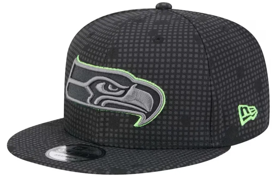 Men's New Era Black Seattle Seahawks Midnight Ink Pop Outline 9FIFTY Snapback Hat
