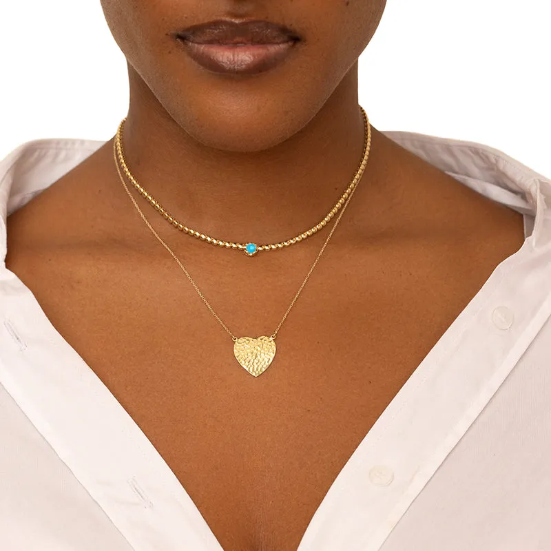 Mini Bezel Tennis Necklace With Illusion Set Turquoise Center