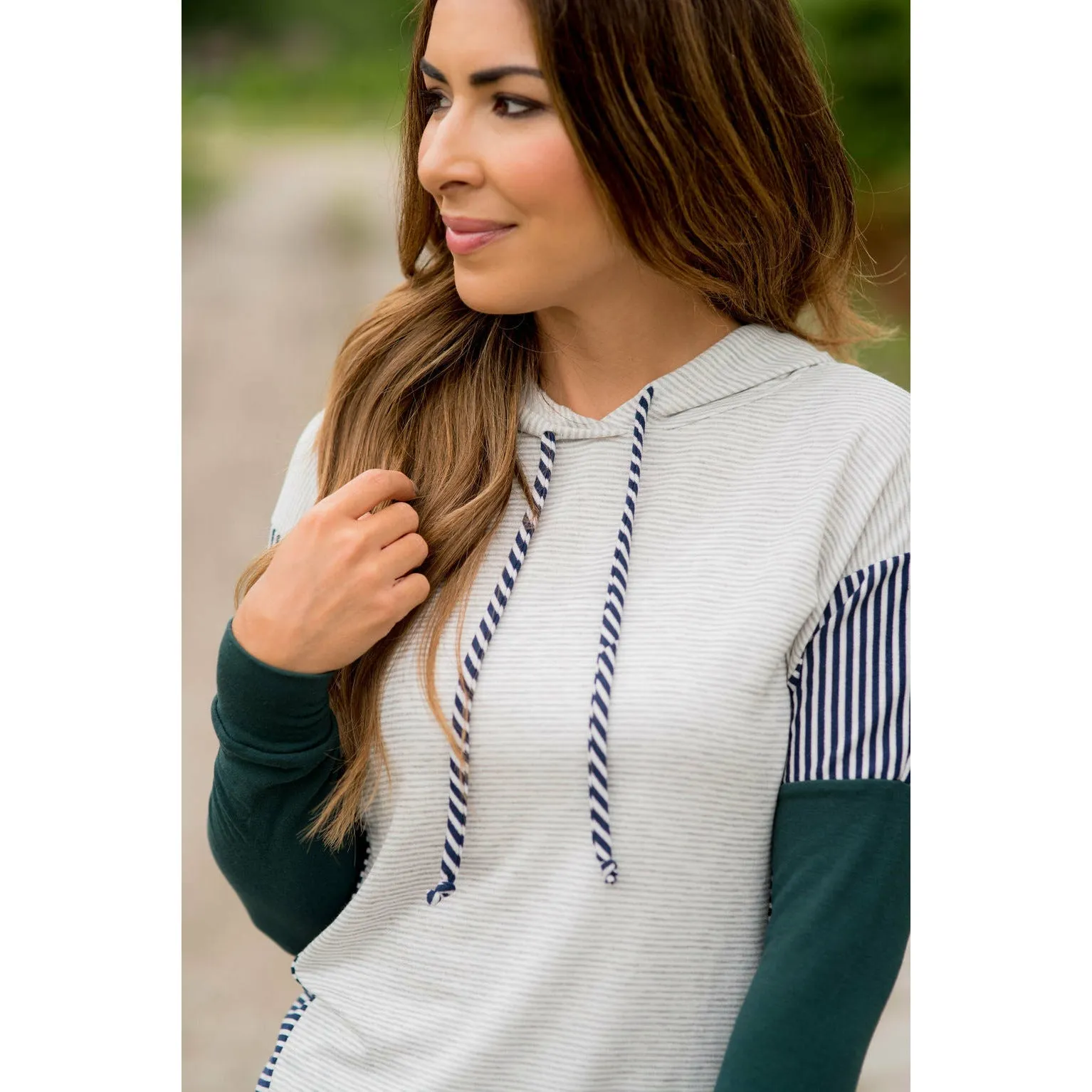 Mixed Striped Blocked Hoodie