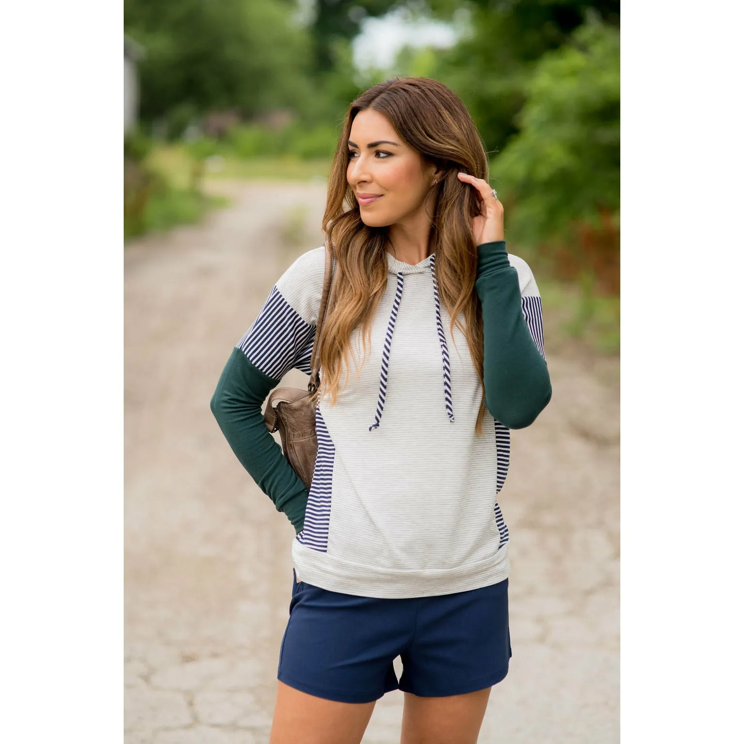 Mixed Striped Blocked Hoodie