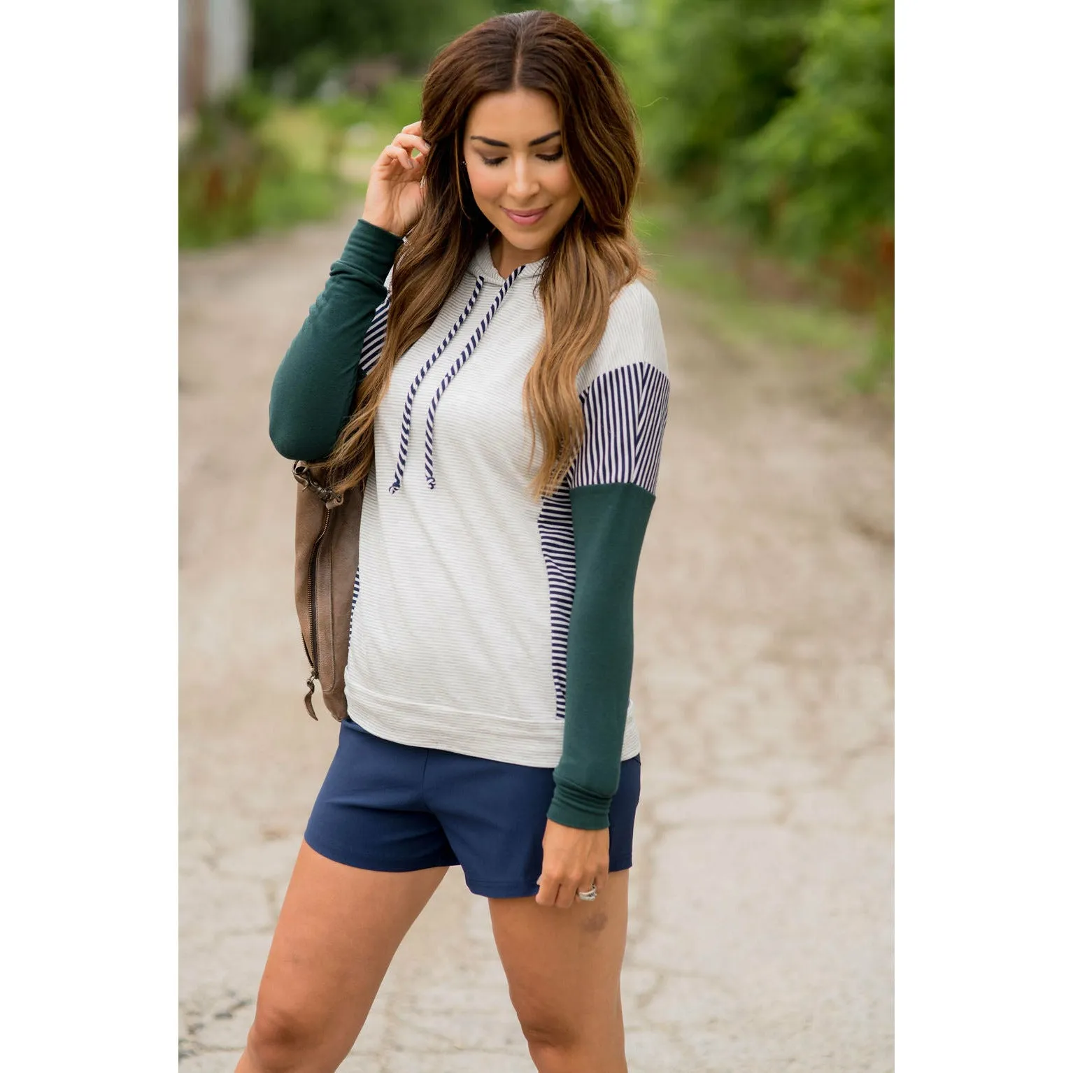 Mixed Striped Blocked Hoodie