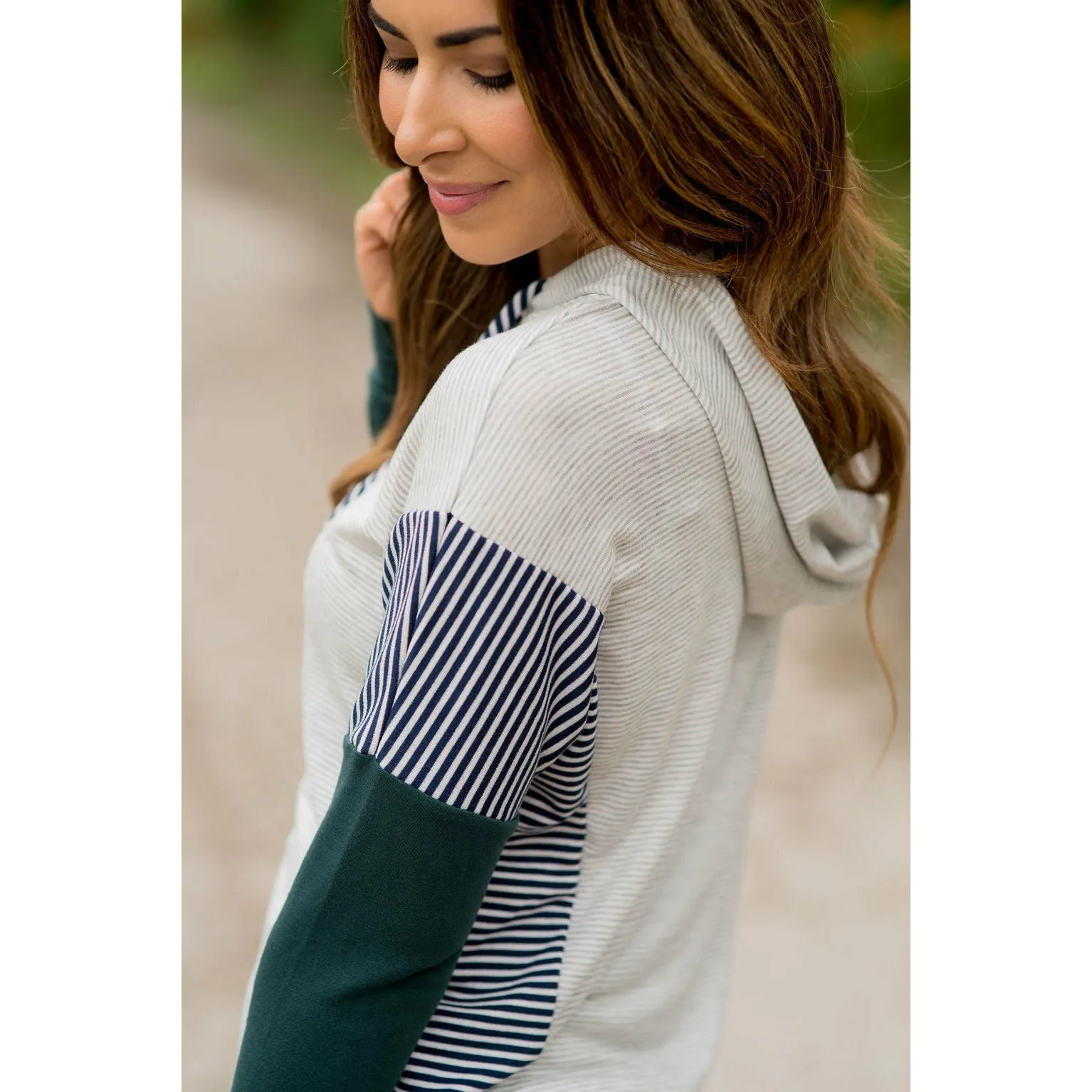 Mixed Striped Blocked Hoodie