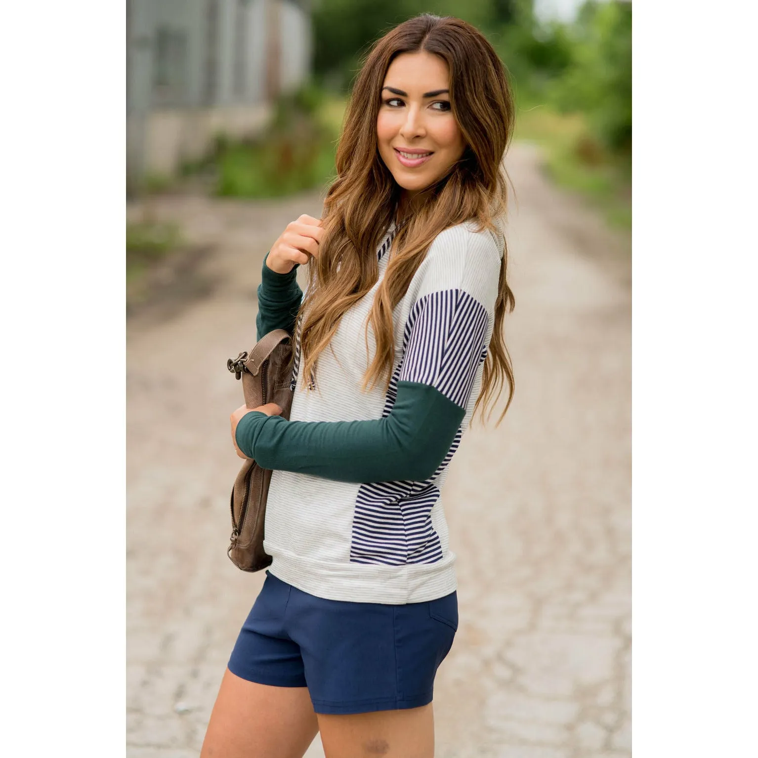 Mixed Striped Blocked Hoodie