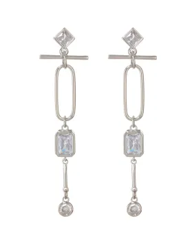 Mixte Drop Statement Earrings- Silver