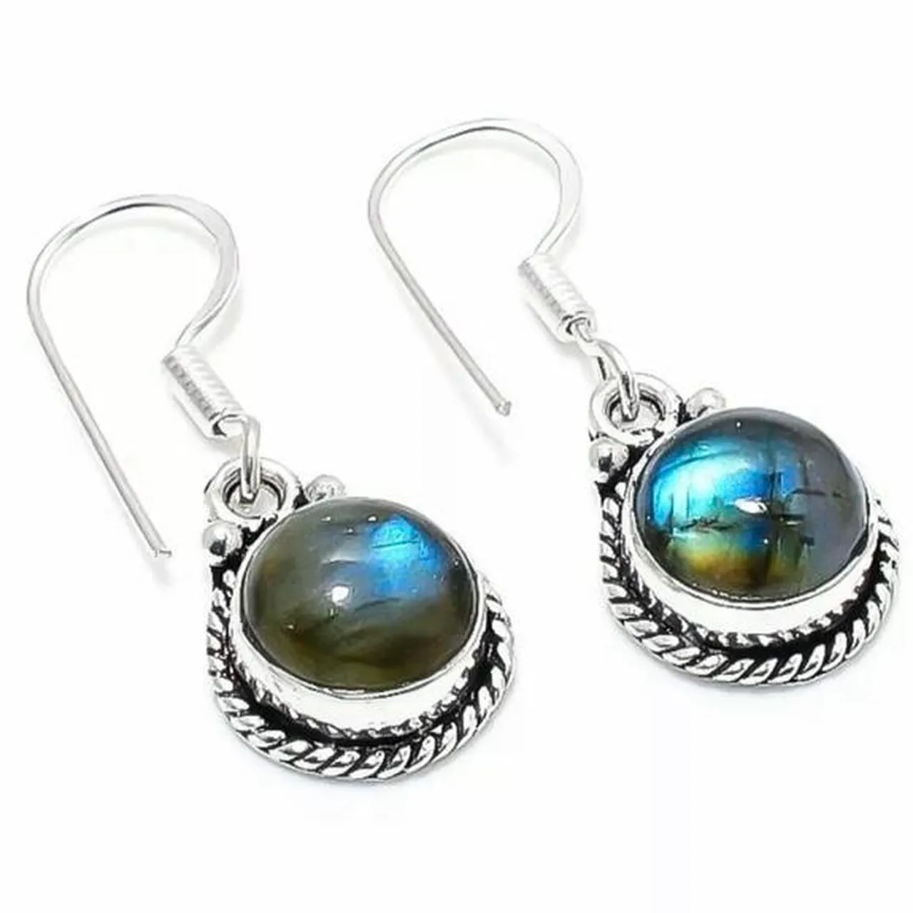 Modern Design Labradorite Gemstone 925 Sterling Silver Jewellery  Drop Earrings Gift for Her