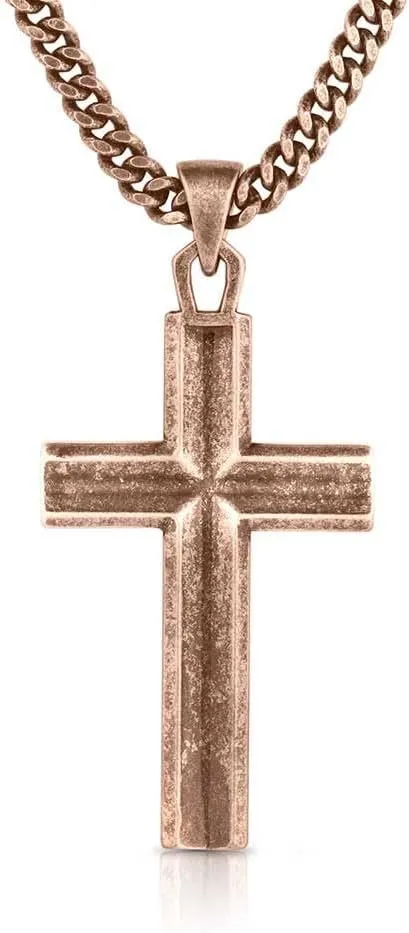 Montana Silversmiths Eternal Life Christan Faith Turquoise Rope Border Cross Pendant 25" Necklace