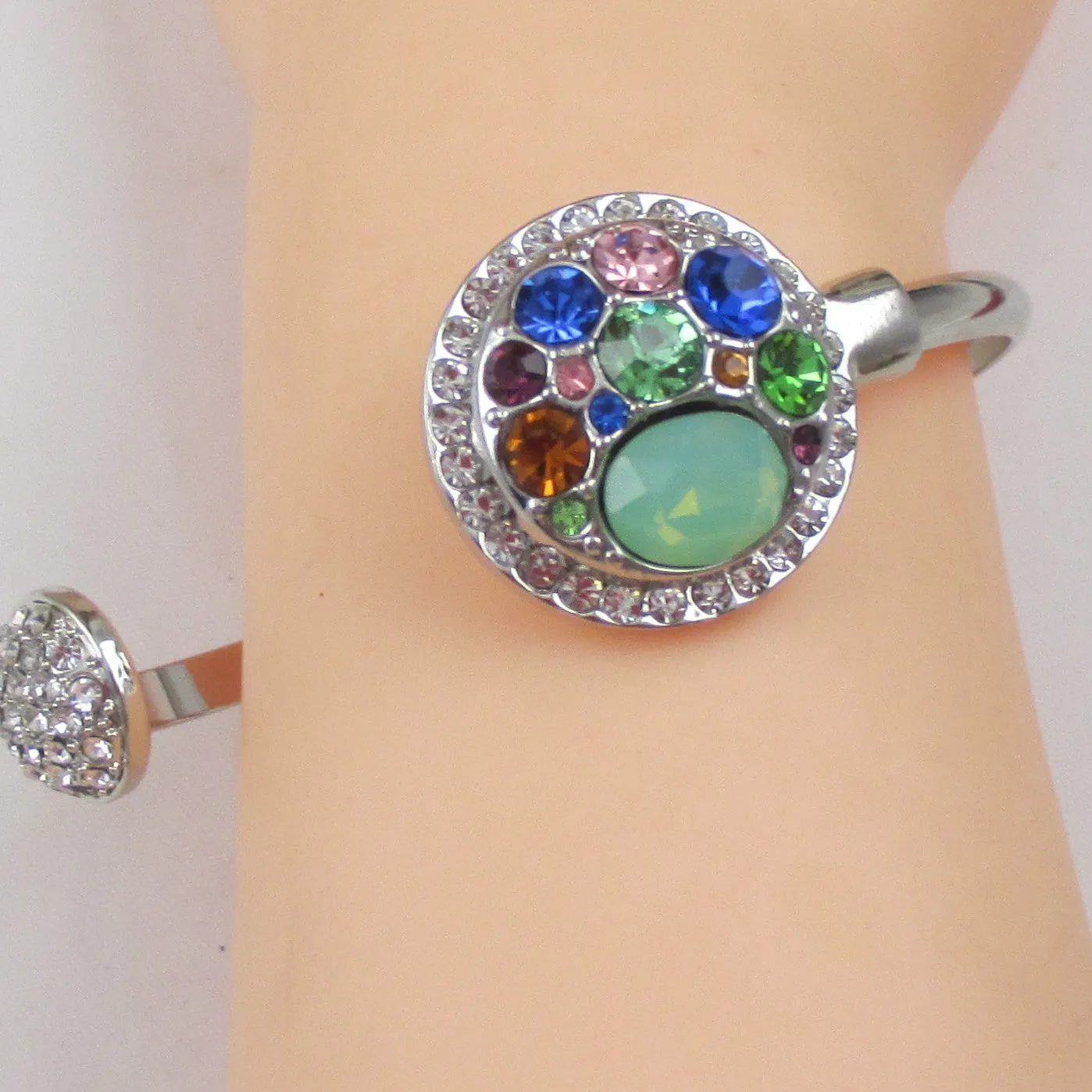 Multi-color Crystal Multi-stone Bangle Bracelet