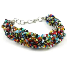 Multicolor Six Strand Braid Beaded Bracelet Zakali Creations