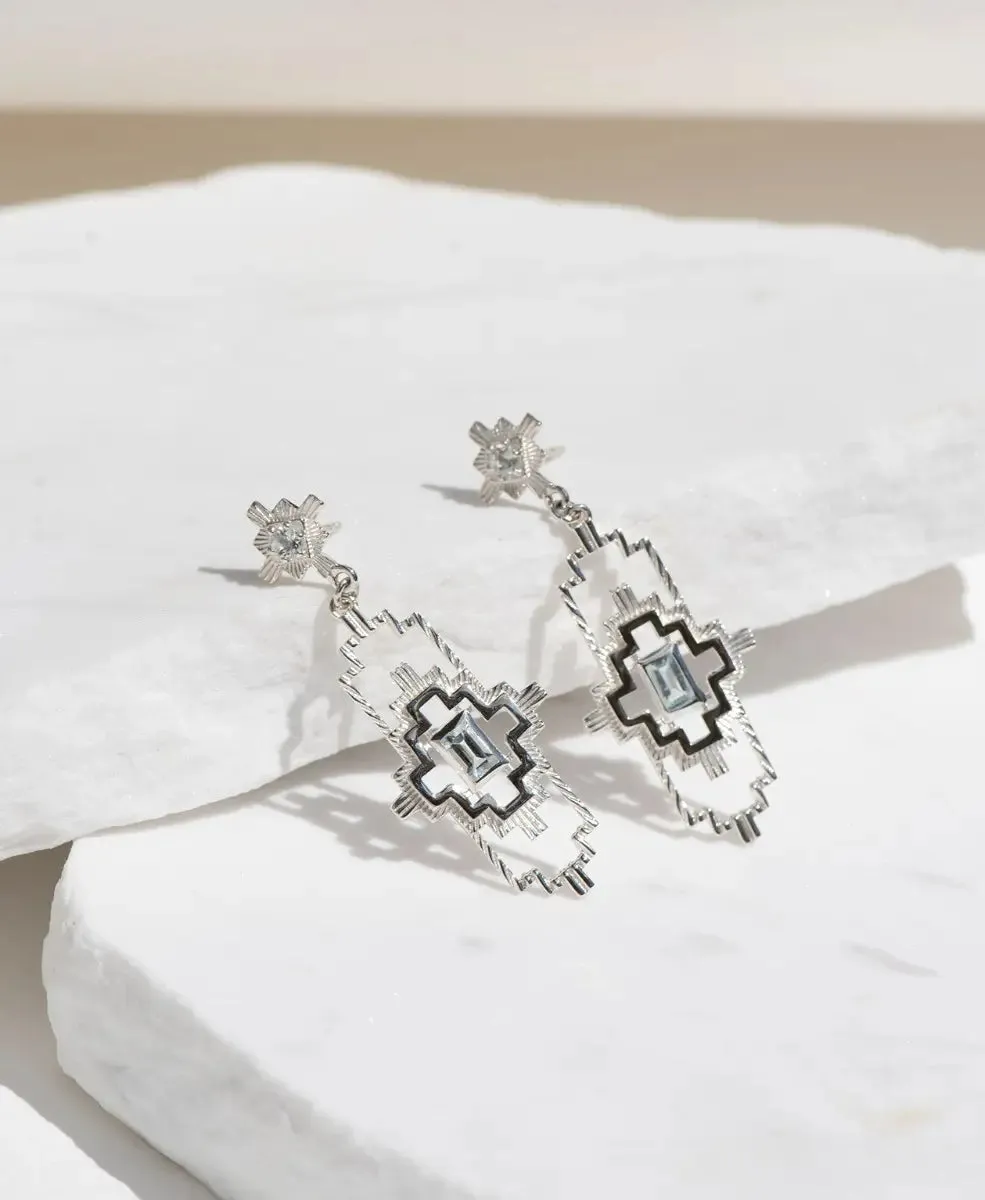 Munay Earrings | Sterling Silver | Aquamarine & White Zircon