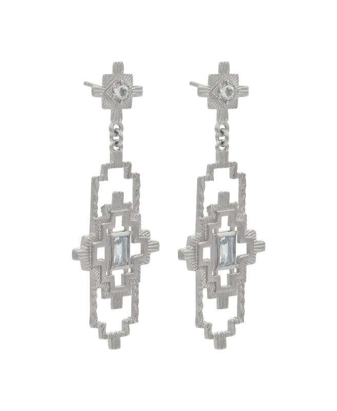 Munay Earrings | Sterling Silver | Aquamarine & White Zircon