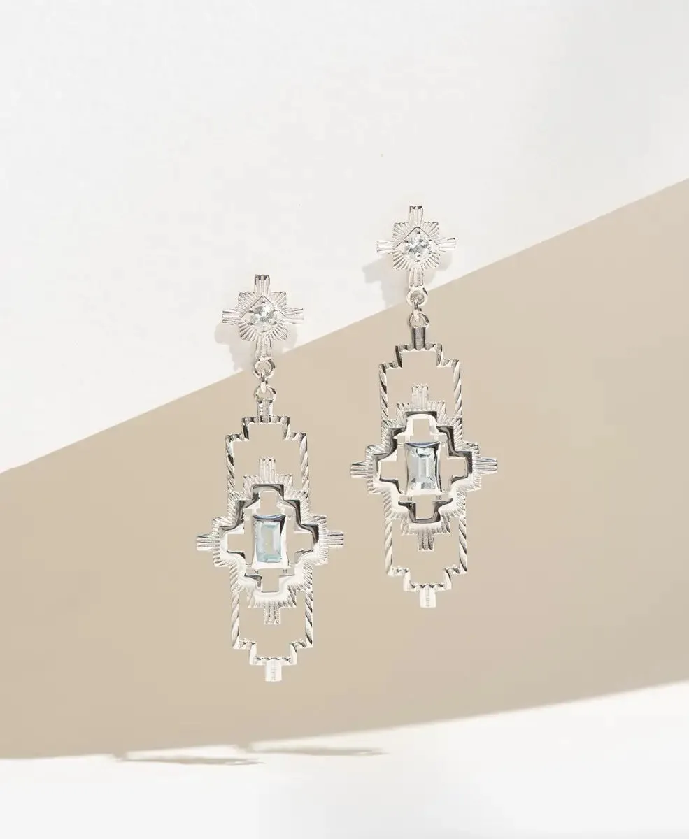 Munay Earrings | Sterling Silver | Aquamarine & White Zircon
