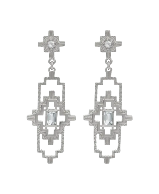 Munay Earrings | Sterling Silver | Aquamarine & White Zircon