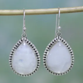 Mystical Charm Rainbow Moonstone and Sterling Silver Earrings from India