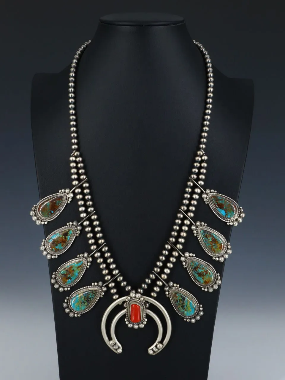 Native American Jewelry Turquoise and Coral Necklace Set