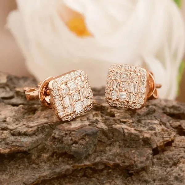 Natural Diamond Baguette Shape Studs