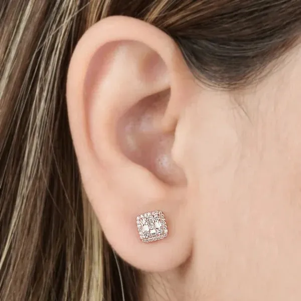 Natural Diamond Baguette Shape Studs