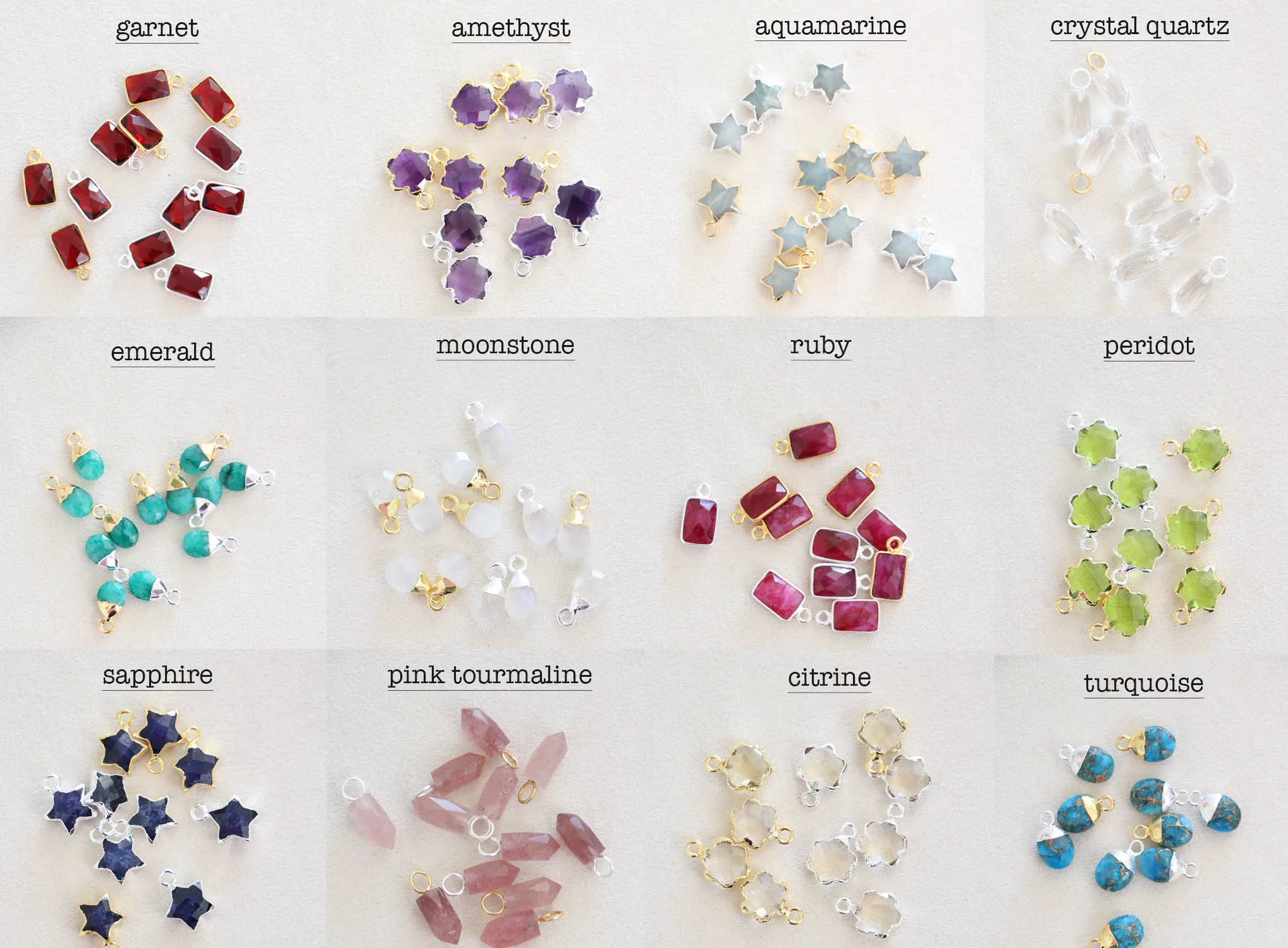 natural gemstone necklace { silver   gold }