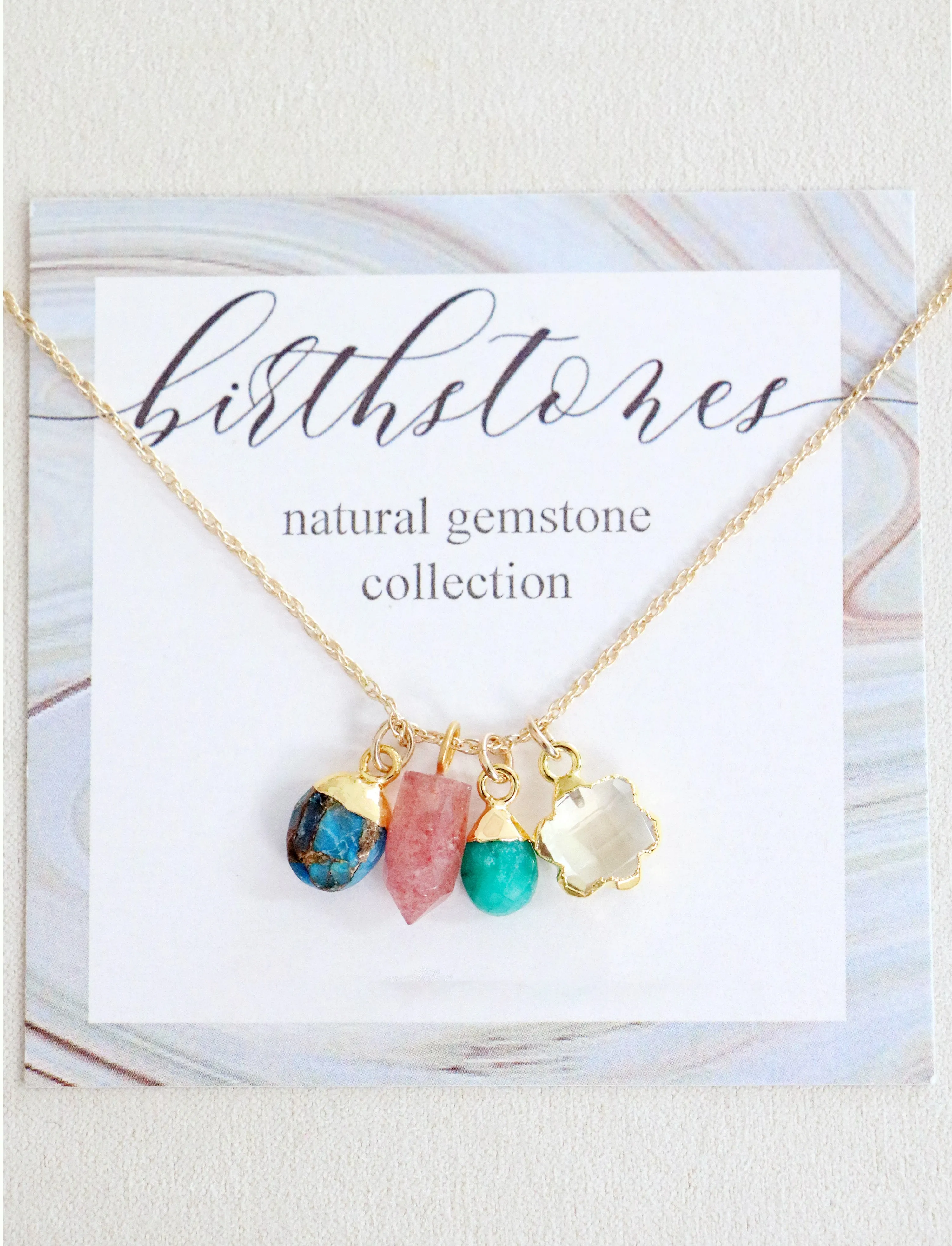 natural gemstone necklace { silver   gold }