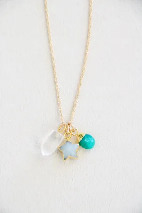 natural gemstone necklace { silver   gold }