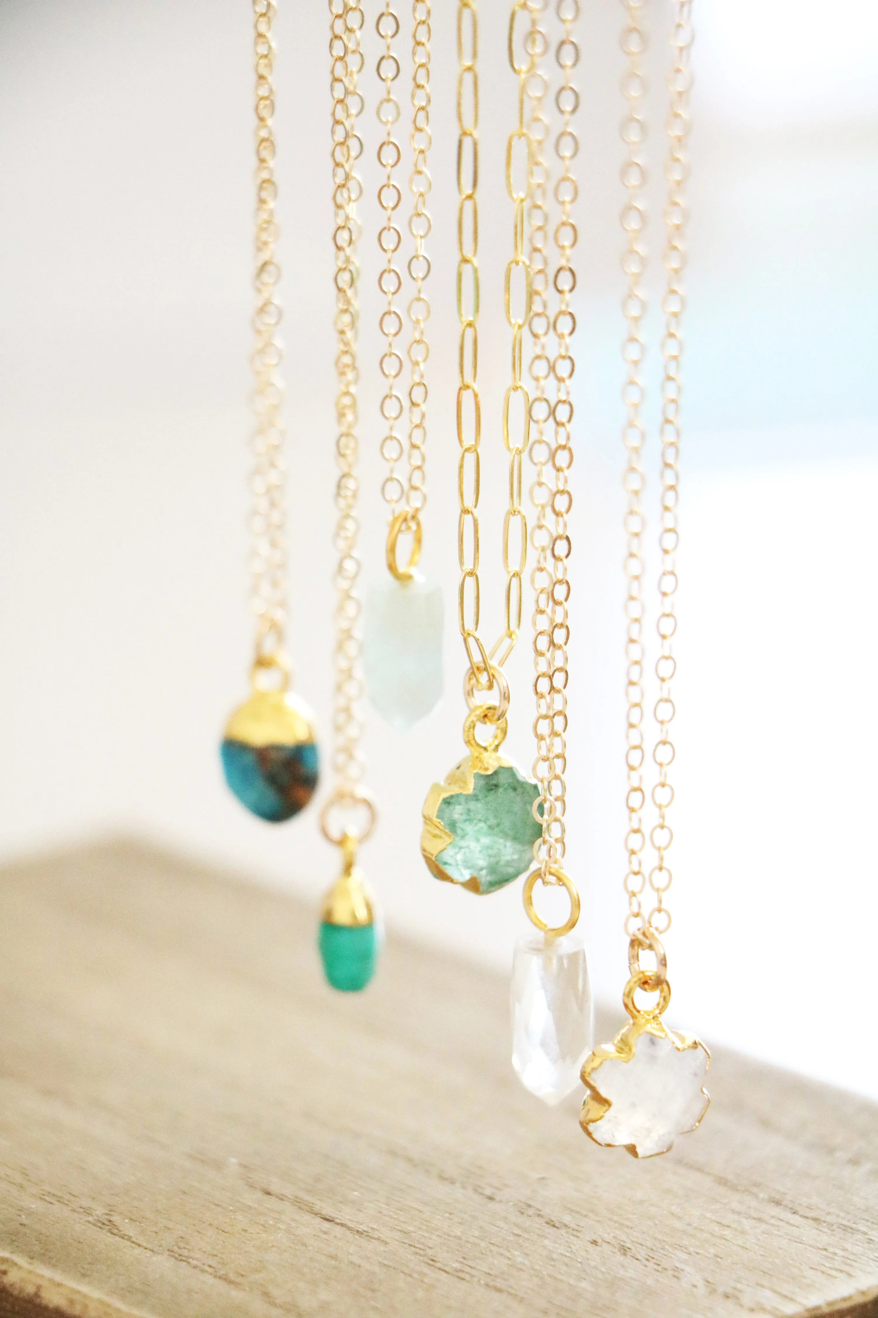 natural gemstone necklace { silver   gold }