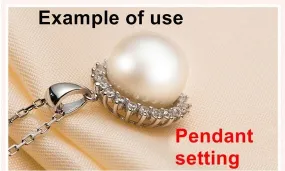 Necklace Pendant Setting Blank 9.5mm 1pc 1.8g 925 Sterling Silver Flower Shape Base for 1 Pearl Bead CZ Semi Mount Wholesale Available