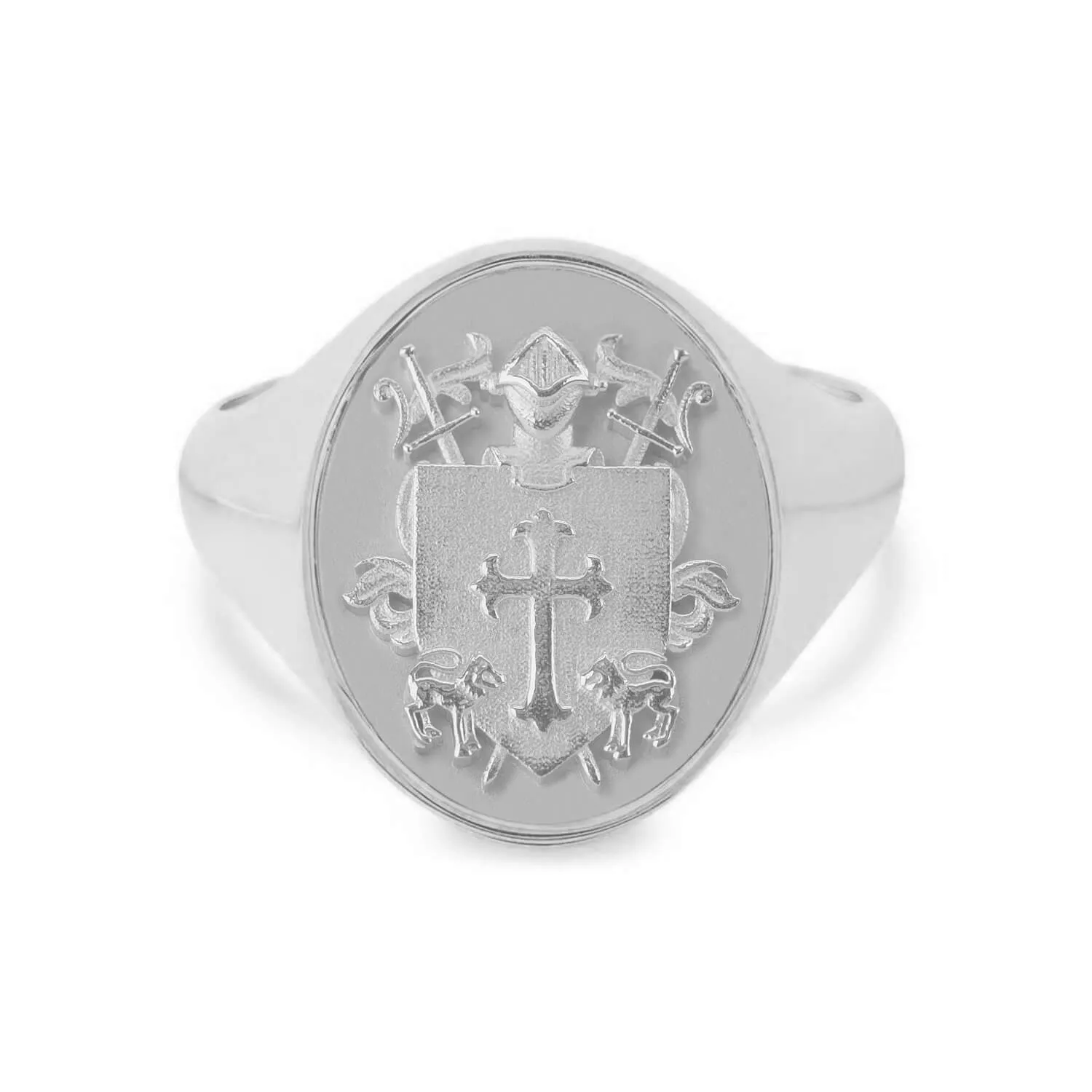 Oval Raised Family Crest Signet Ring