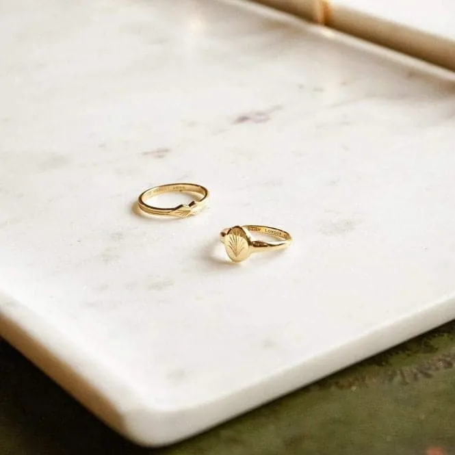 Palm Leaf Signet 18ct Gold Plated Ring WR02_GP