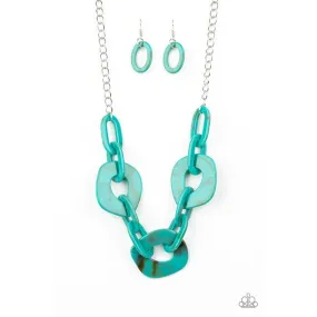 Paparazzi Courageously Chromatic Blue Necklace & Earrings Set
