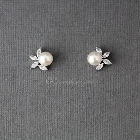 Pearl CZ Pearl Stud Earrings