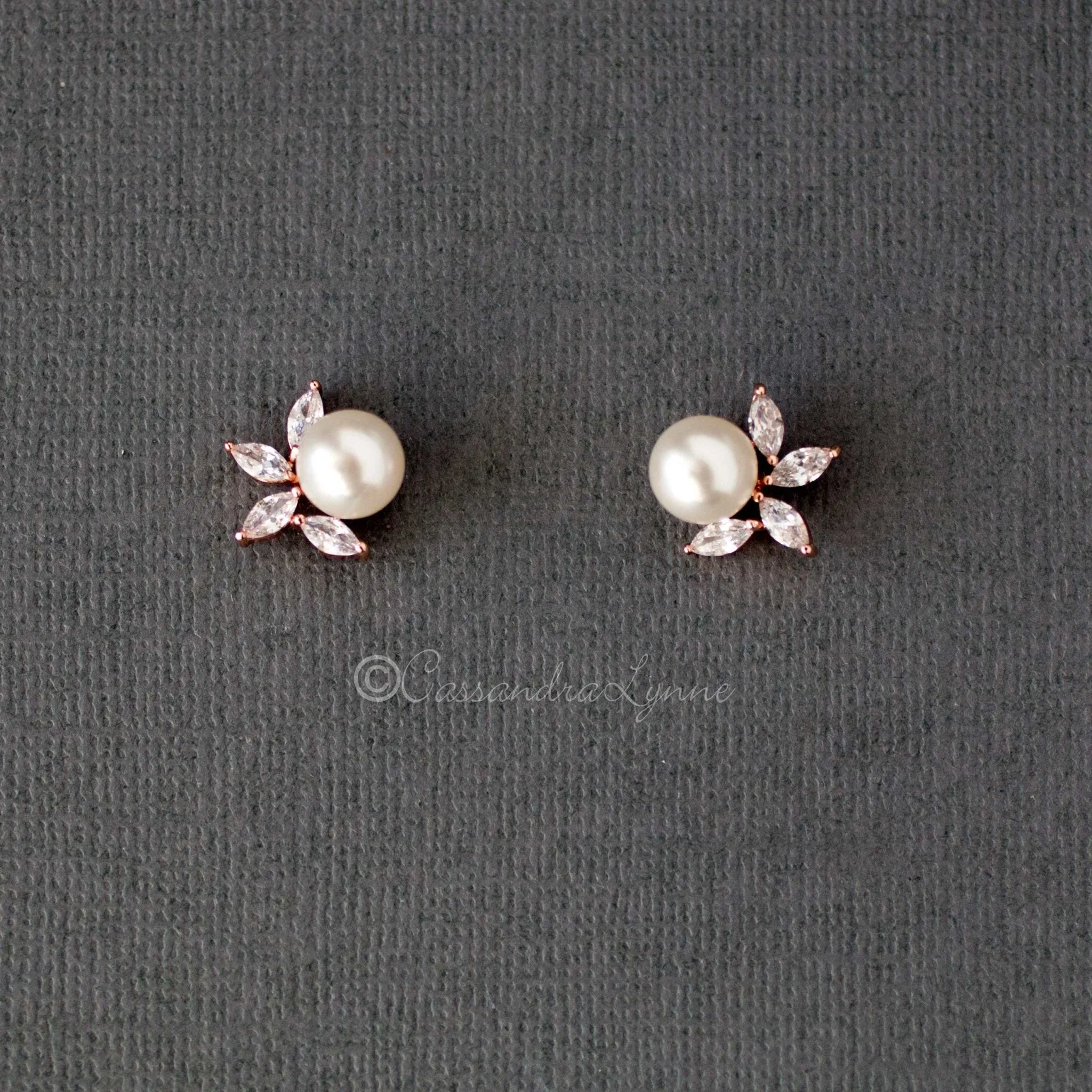 Pearl CZ Pearl Stud Earrings