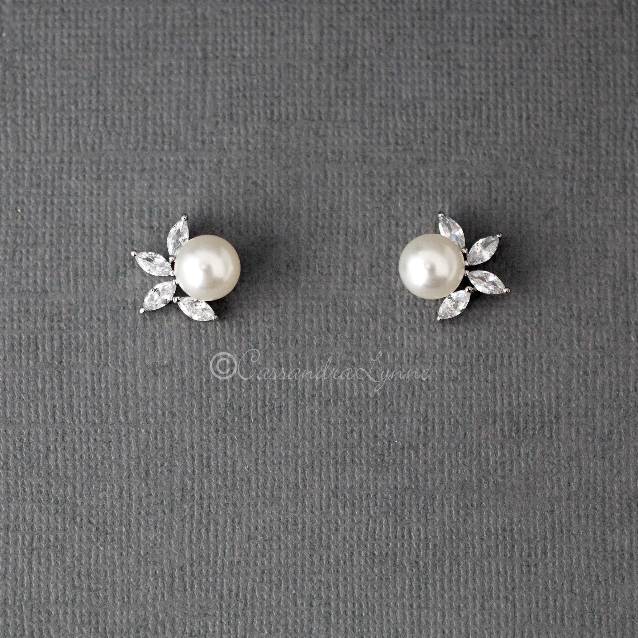 Pearl CZ Pearl Stud Earrings