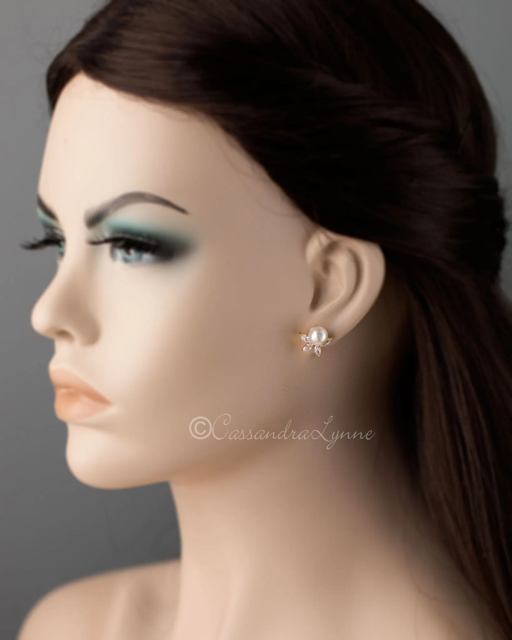 Pearl CZ Pearl Stud Earrings