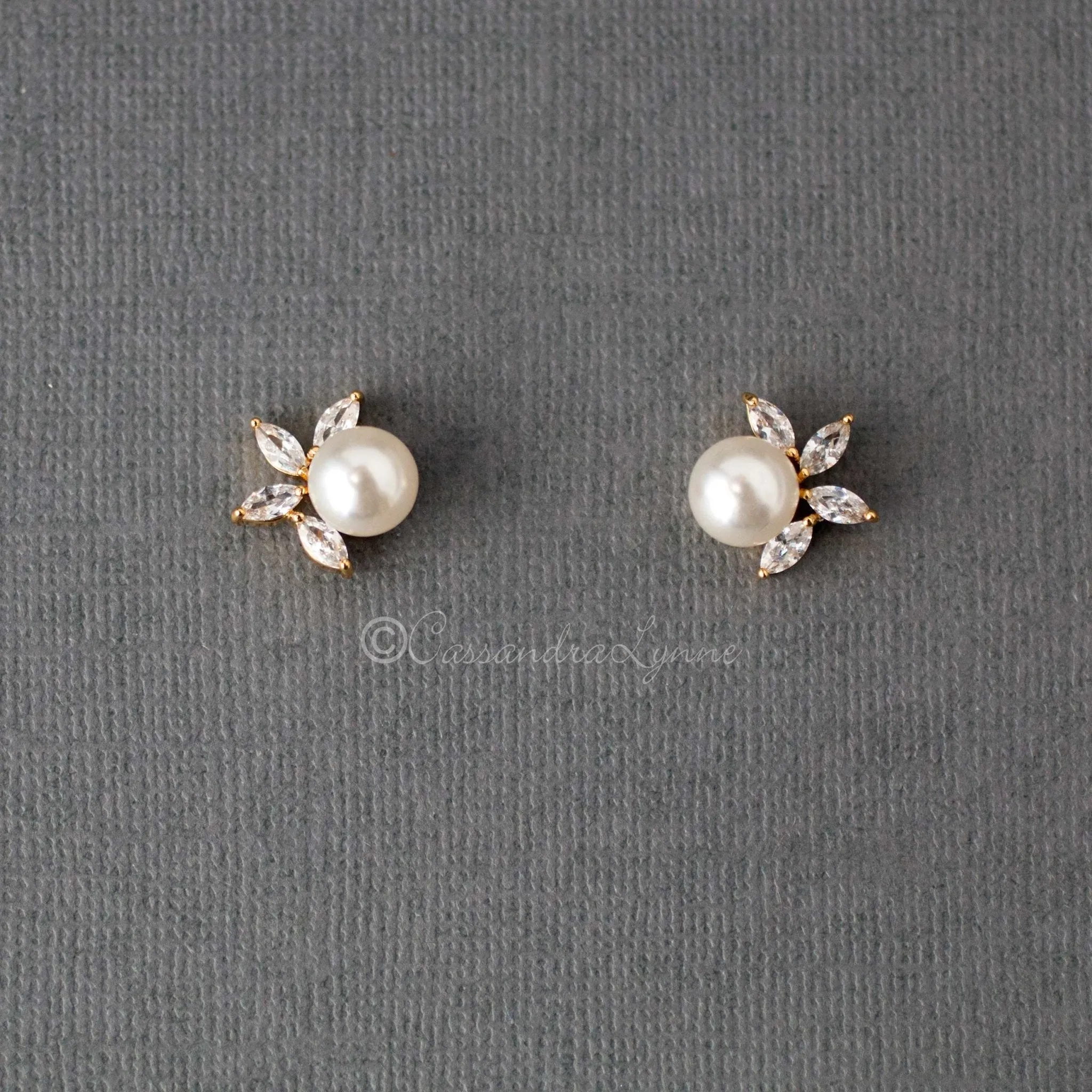 Pearl CZ Pearl Stud Earrings