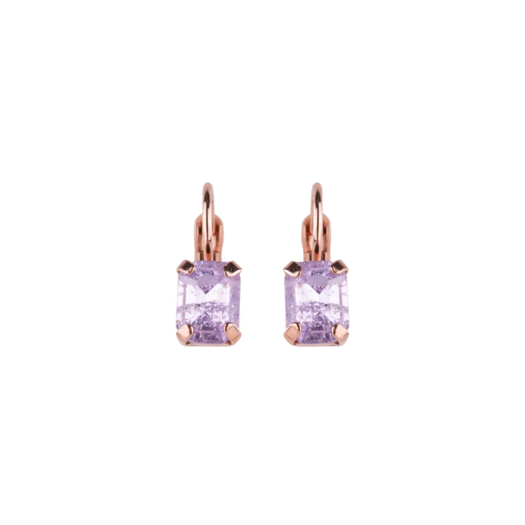 Petite Emerald Leverback Earrings in "Violet Ice" - Rose Gold