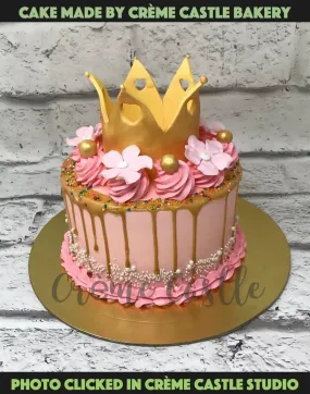 Pink Drip Tiara Design Cake