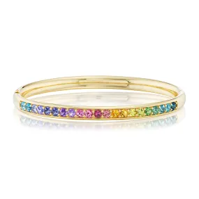 Rainbow Gemstone Comfort Fit Bangle Bracelet